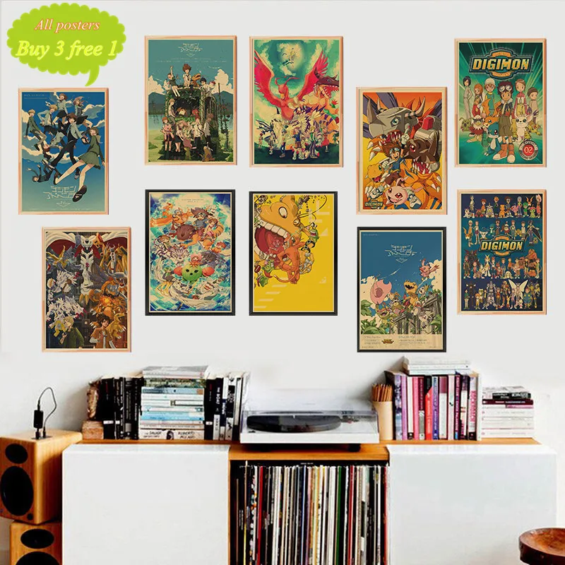 

Digimons Digital Monster Kraft posters Popular Classic Japanese Anime Home Decor Poster Picture Print Wall Decor
