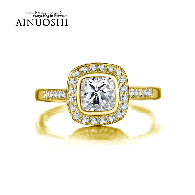 ainuoshi 10k solid yellow gold wedding rings hot sale sona simulated diamond engagement halo band top - Wedding Rings On Sale ainuoshi 10k solid yellow gold wedding rings hot sale sona simulated diamond engagement halo band top - Wedding Rings On Sale