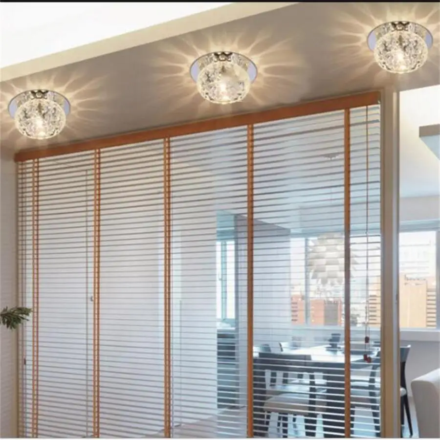 

3W Modern LED Crystal Ceiling Light Home Decor Porch 220V Led crystal ceiling lamp lights Corridor aisle lighting Free Shipping
