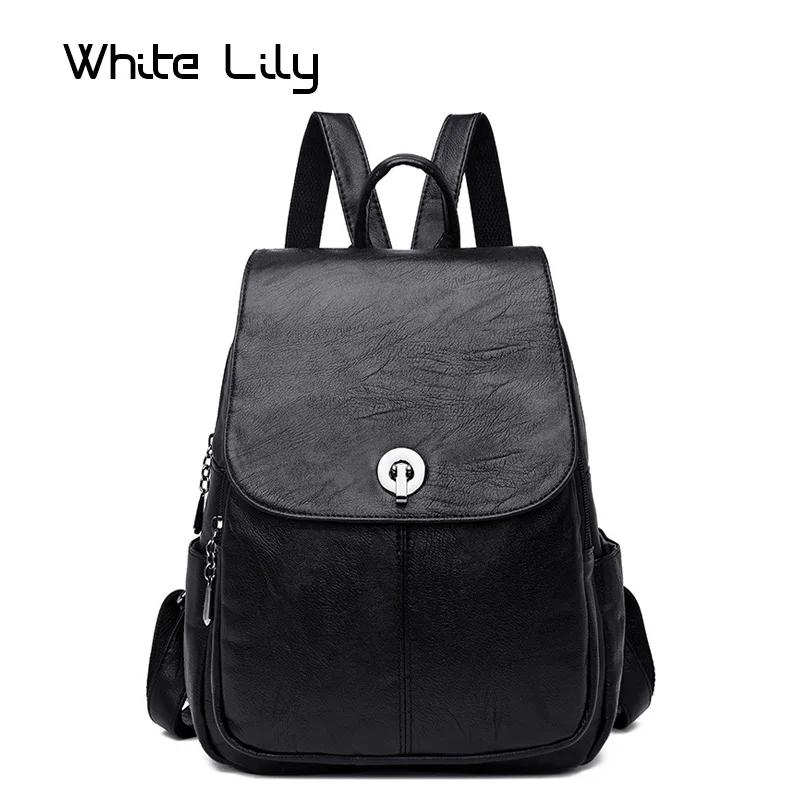 

New Women Travel Backpack Korean Women Female Rucksack Leisure Student School Bag Soft PU Leather Brand Ladies Bag