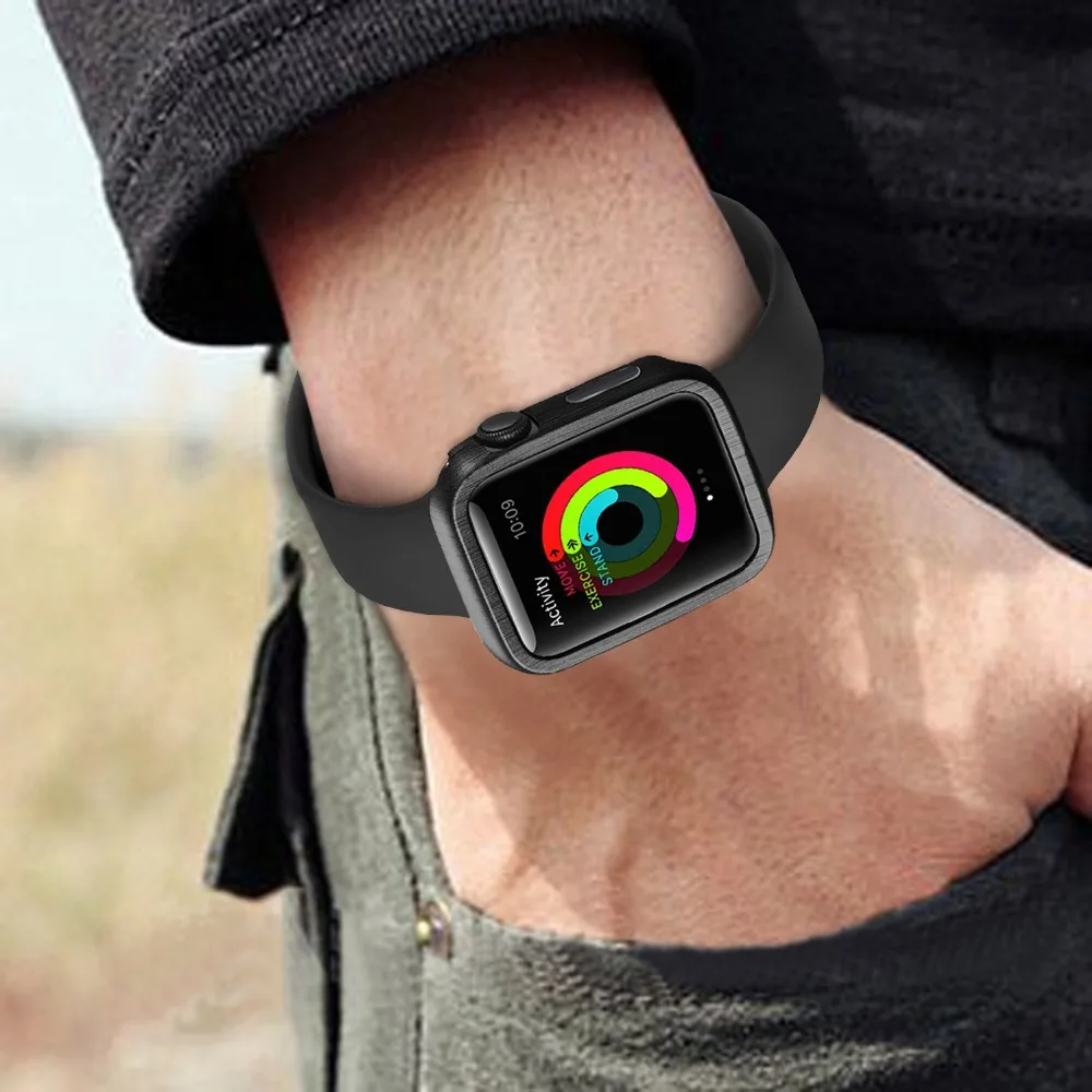 Проволочный чехол с текстурой для iWatch Series 3 2 1, жесткий чехол с рамкой для ПК, устойчивый к царапинам ударопрочный чехол для ПК 38/42 мм