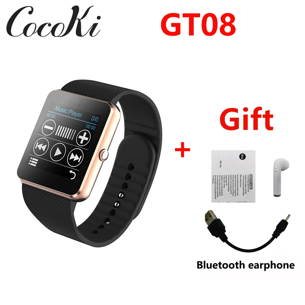 Смарт часы GT08 уведомление о синхронизации Поддержка сим карты памяти Bluetooth