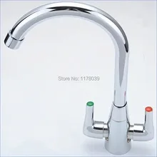 Одноместный с отверстием с двойной ручкой Поворотный кухонный кран, кухонная раковина горячей и холодной смесителя, кухонный смесительный клапан, J15661