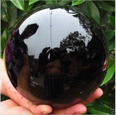 

A 401100MMstand Natural Black Obsidian Sphere Large Crystal Ball Healing Stone (0601)