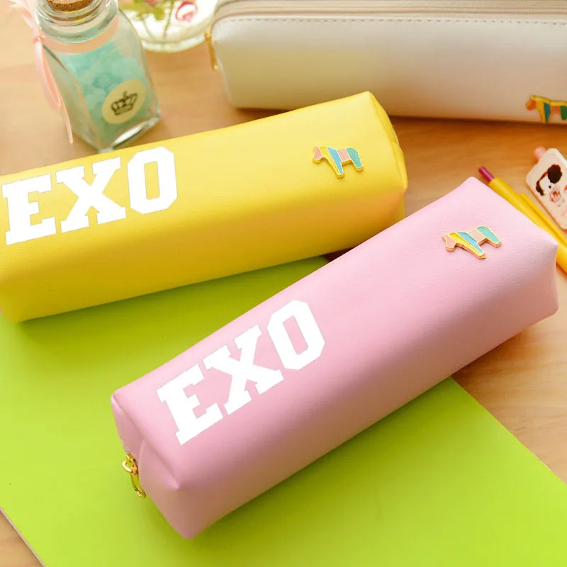 

[MYKPOP]Korean Fashion EXO Horse Logo Pencil with Nane K-POP Storage Gift SA18032726