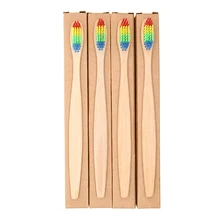 1/4 шт зубная щетка бамбук деревянная ручка Радуга Мягкая щетина уход за полостью рта Зуб Щетка для взрослых детей WH998