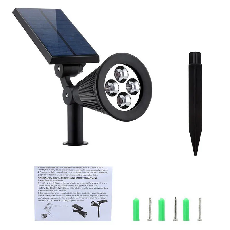 RGB Solar Spot Lights IP65 Waterproof 4 LED Solar Lights Wall Light Landscape Adjustable Solar Lamp with Automatic OnOff Sensor (10)