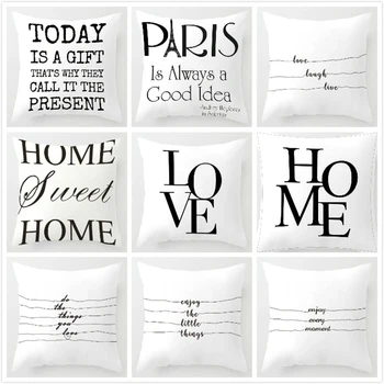 

Wedding Decoration Pillow Cover Love Letters Pattern Cushion Cover Home Decor Square White Color Decorative Pillowcase 45*45cm