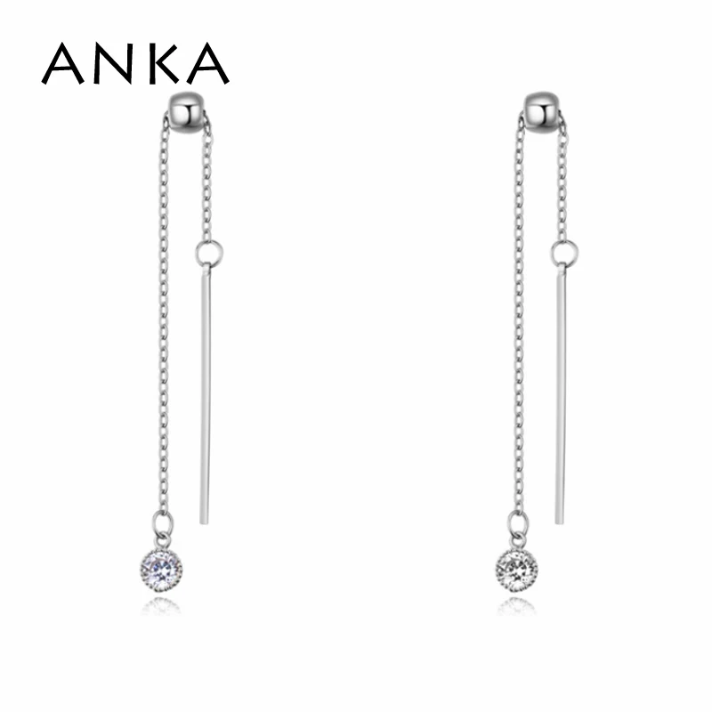 

ANKA new 3 color luxury drop long earring women round water drop square pendant zircon earings fashion jewelry gift #25967