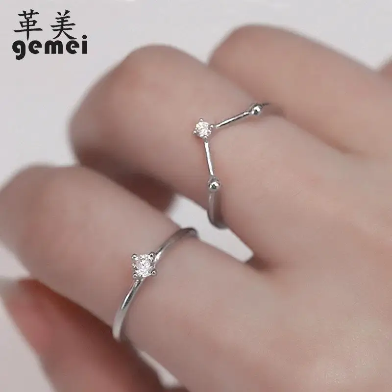 

Gemei 2018 Fashion Open Rings For Women Simple Mosaic Cubic Zirconia 925 Sterling Silver Rings Jewelry Engagement Ring