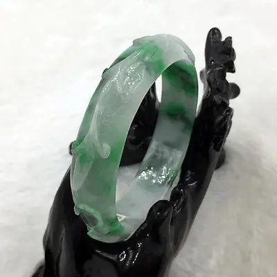 

0273 China Hand-carved Emerald Green Jadeite Jade Bracelet Bangle