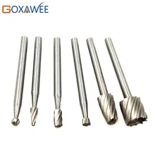 GOXAWEE 6pcs HSS Abrasive Tools Grinding Wood Milling Bur Cutter Set for Dremel Rotary Tool accessories Drill Rotary Burrss Hot