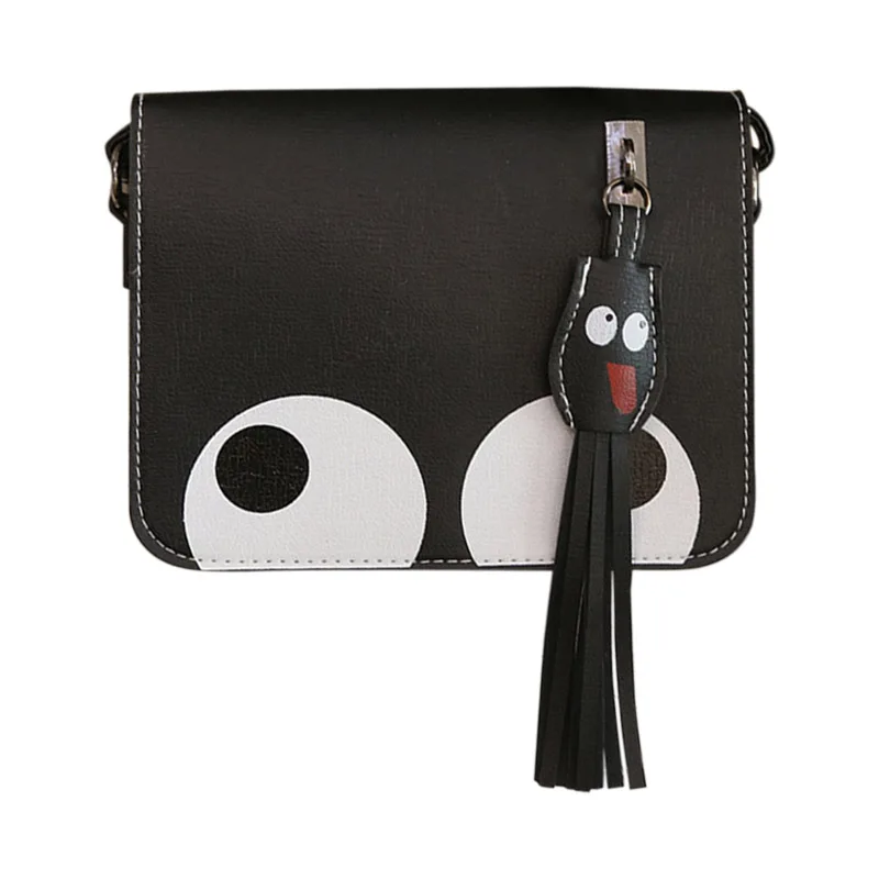 

New Fashion Cute Cartoon Women Shoulder Bag PU Leather Tassels Big Eyes Adjustable Strap Casual Messenger Crossbody Bags 99 LXX9