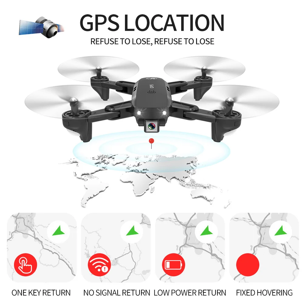 Квадрокоптер CSJ S166 GPS 2 4 ГГц канала с камерой 1080P|Радиоуправляемые самолеты| |