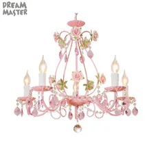Розовый свадебный цветок люстра, Роза декор Кристалл Блеск освещение, гостиная столовая девушка детская спальня подвесной светильник