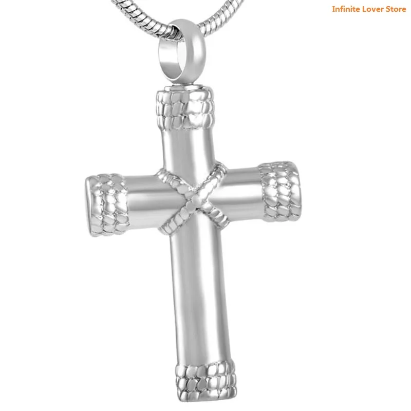 KLH8596 9 Wholesale Cremation Jewelry Silver Rope Cross Urn Ashes