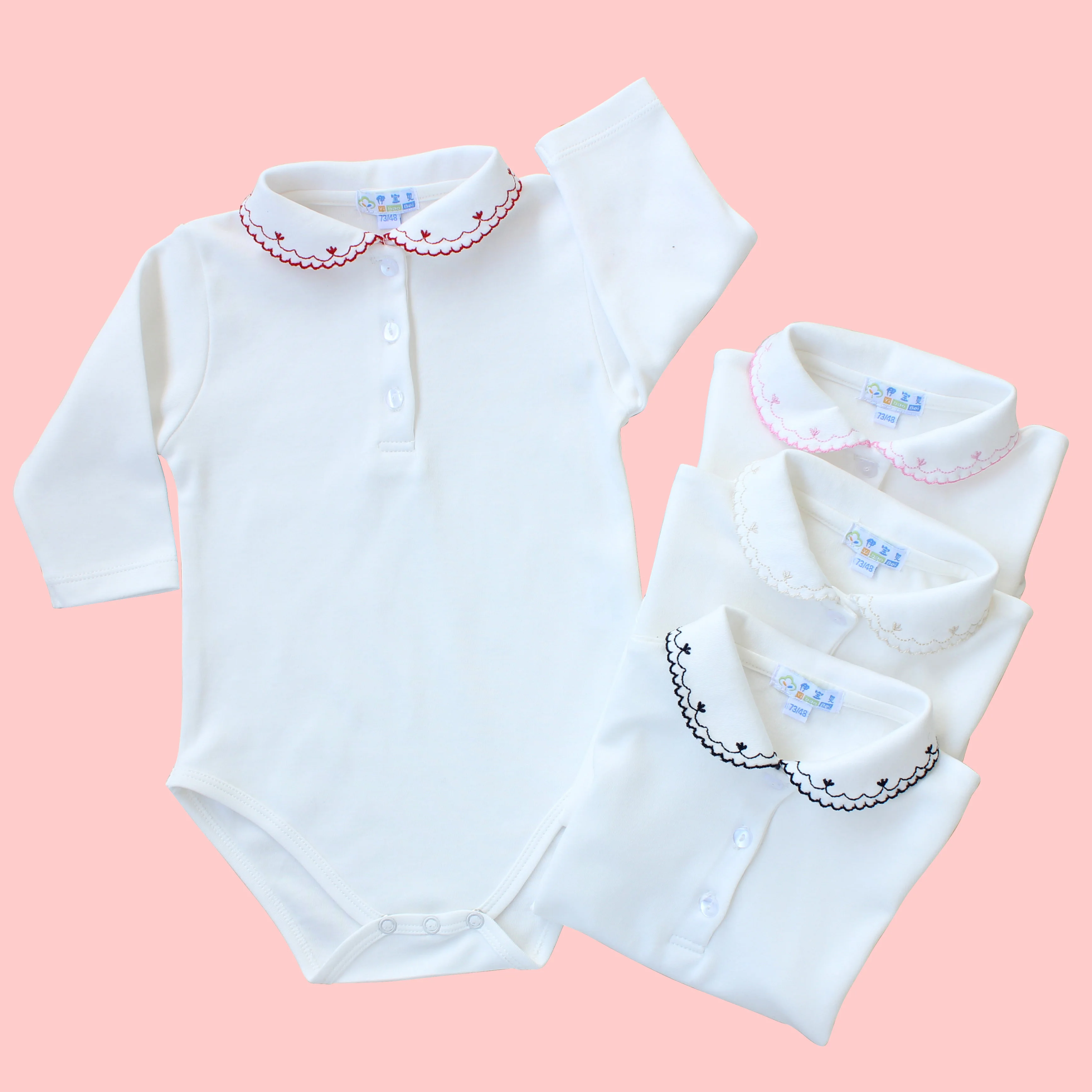 

Baby Peter pan Collar Rompers Spring&Autumn Shirt Infant Jumpsuit Cotton Girls Clothing Long Sleeve Newborn Baby Clothes White