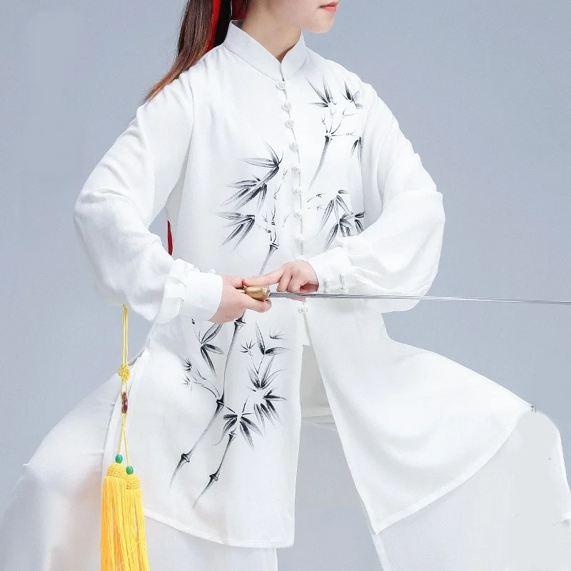 Tai Chi наряды традиционная китайская одежда для мужчин Мужская живопись бамбук крыло Chun Шанхай одежда Tang Wushu костюм TA1474