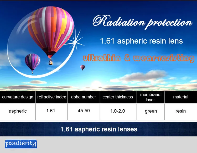 1,61 ИНДЕКС, линзы по рецепту из смолы, асферические стекла, линзы для близорукости, дальнозоркости, пресбиопии, Линзы для очков с зеленым покрытием
