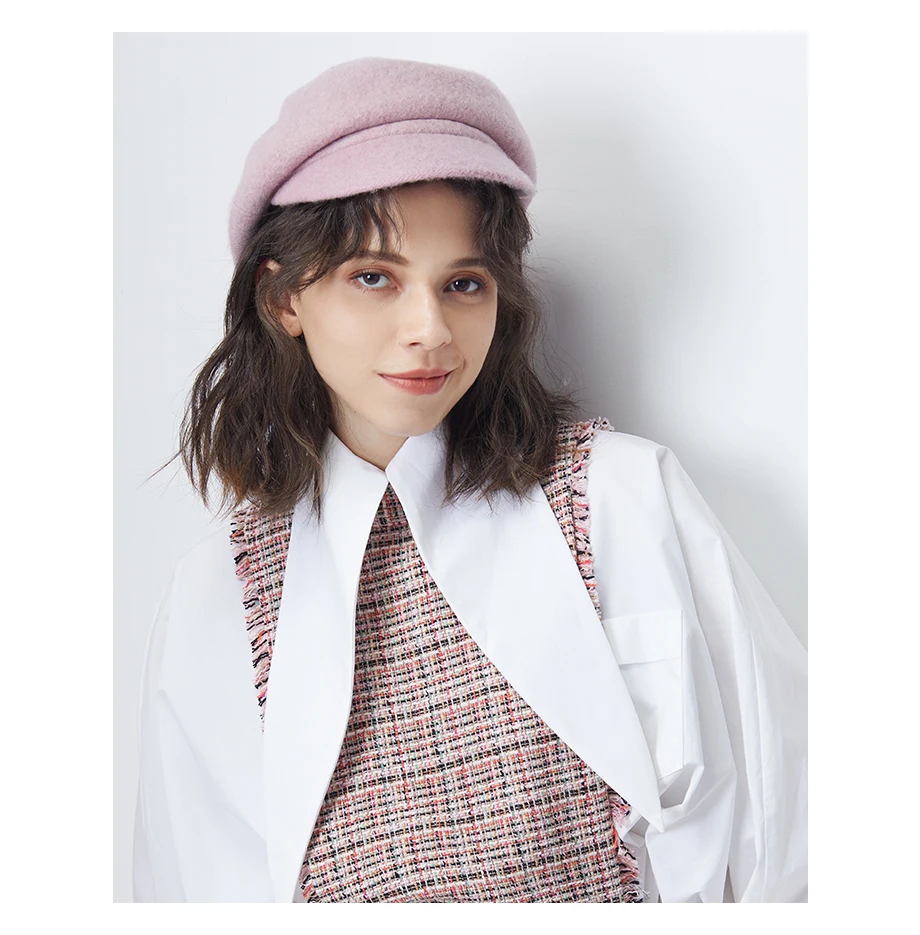 2018 New Winter Anise Newsboy Caps Retro Literary Female Knit 100% Cashmere Hats Wool Octagonal Hat Leisure Hat High Quality (6)