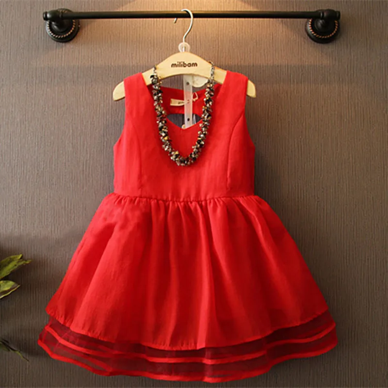 

2018 Anlencool summer girl temperament vest comfortable baby dress red multi-layer net yarn princess dress baby clothing dress