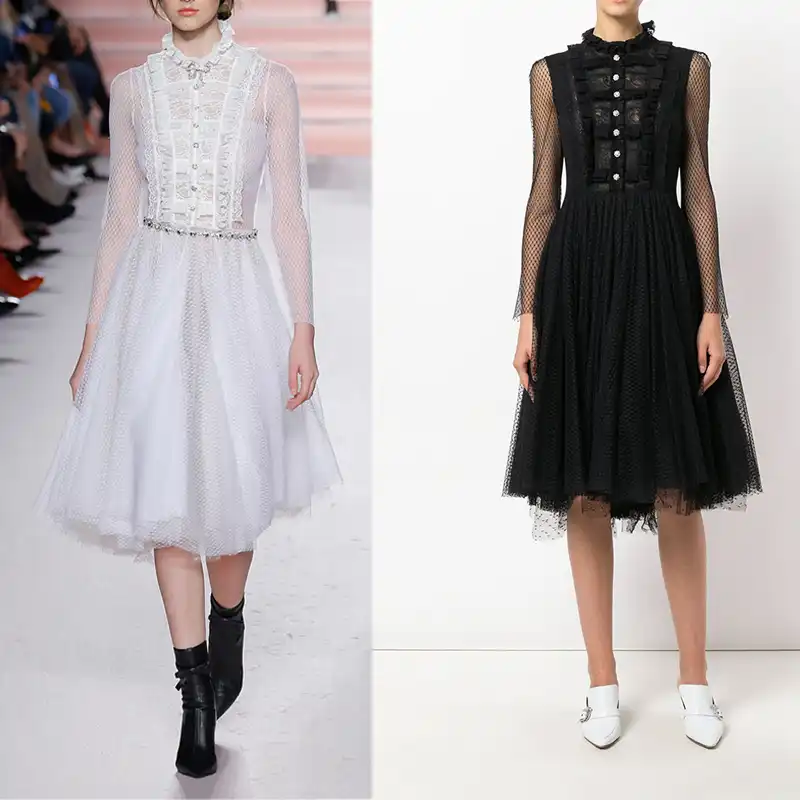 2018 новая весна ruway victoriana тенденция бренд Для женщин Ruffled Sheer горошек Тюль Lace Paneled в