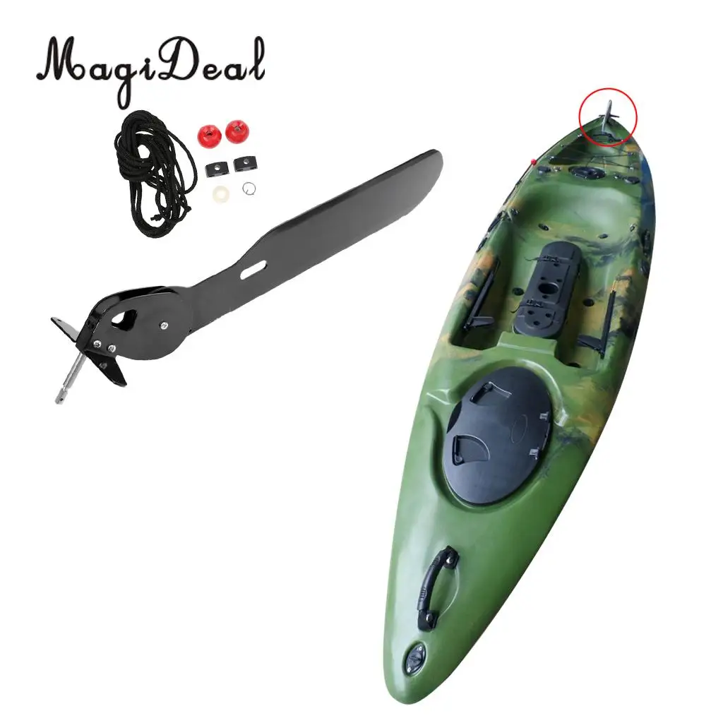MagiDeal Aluminum Alloy Watercraft Canoe Kayak Boat Rudder Foot Control Direction Kit for Rafting Seayak Angling Boat Accessory