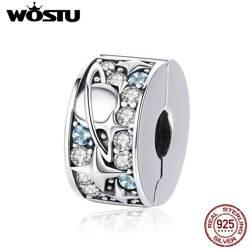 WOSTU Authentic 100% 925 Sterling Silver Universe Planet Beads Fit Charm Bracelet Pendant Delicate Elegant Jewelry Gift FIC985