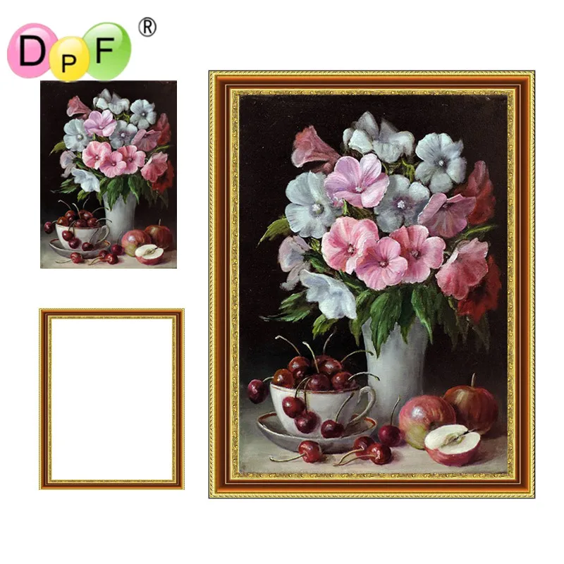 DPF Framed Diamond Painting flower Diamond Embroidery mosaic full round