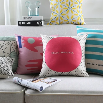 

Nordic Modern Pillow Cover Geometric Home Decor Cushion Cover Linen Cotton Pillowcase Pillowsham Decorative Throw Pillows 17"
