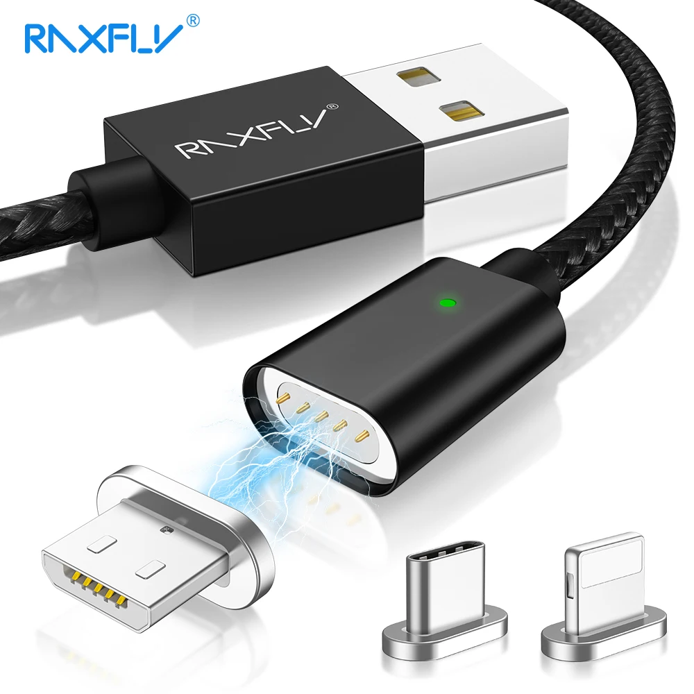 

RAXFLY Magnetic Charger Cable For Samsung Note 8 9 Micro USB Type C Cable Lighting to USB Magnet Charge Wire For iPhone XS Max