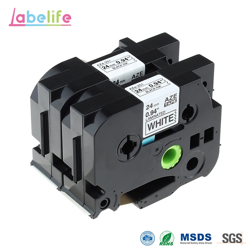 Labelife 24 мм черный на белом TZe251 TZ251 TZe-251 TZe 251 совместимый с лентой для этикеток Brother |