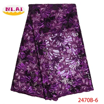 

Christmas African Lace Fabric 2019 High Quality Lace Nigerian Tulle Sequin Lace Fabric French Net Lace For Women Dress XY2470B-6