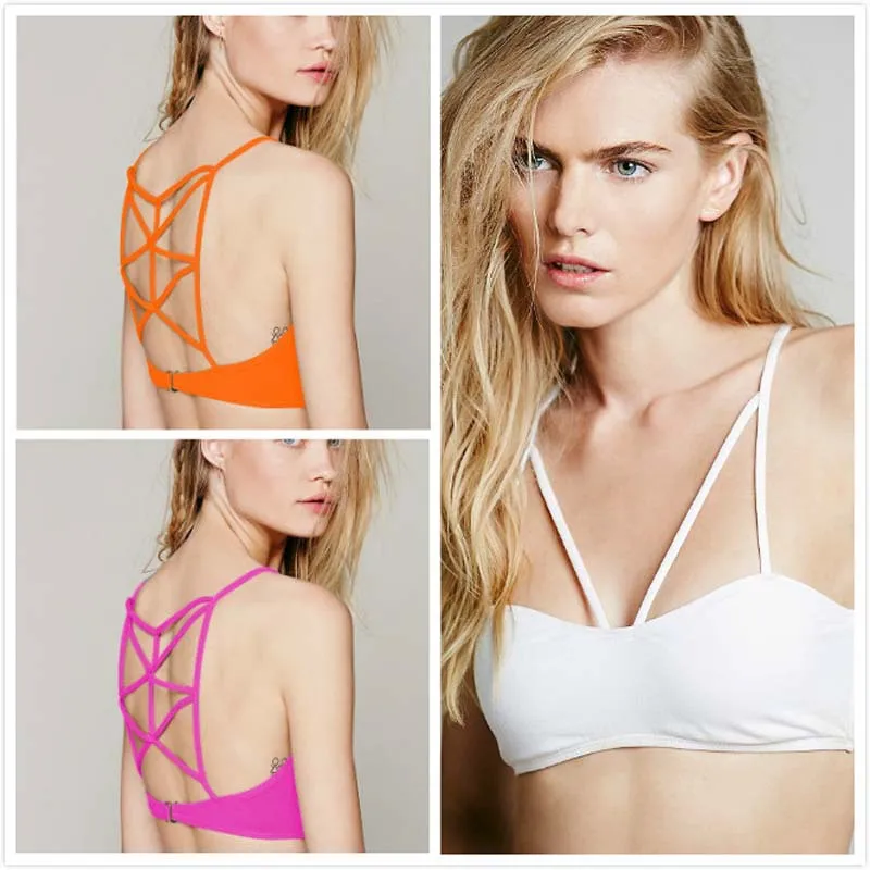 Swimwear Swimsuit Sports Bra Top for Women Sexy Bacckless white Sport