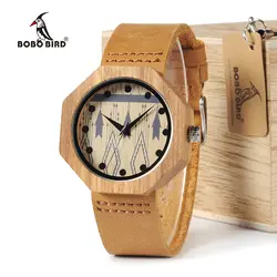 Бобо птица Зебра древесины Для женщин часы ручной работы, старинные деревянные Япония движение Кварцевые наручные часы как подарок