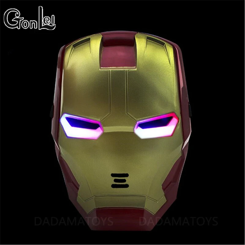 

GonLeI The Avengers 2 Figures Toys Iron man Motorcycle Helmet Mask Tony Stark Mark Cosplay with LED Light Action Figure Kids