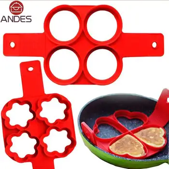 

ANDES 4PCS/PACK kitchen Fantastic Nonstick Pancake Maker Egg Ring Maker Perfect Pancakes Easy Silicone egg pancake Silicone mold
