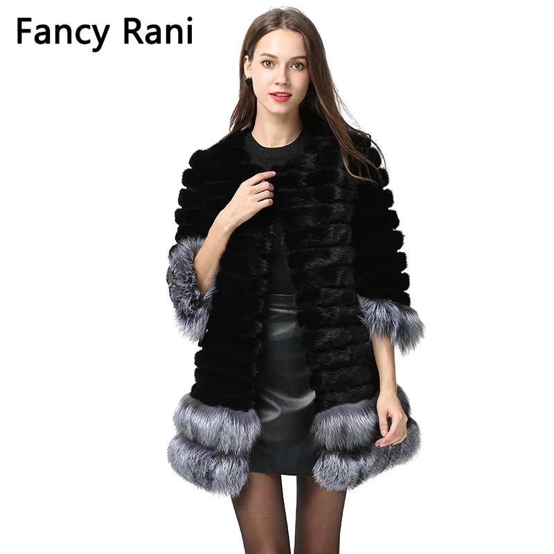 Best Women Winter Real Mink Fur Coat With Fox Fur Sleeve Cuff/Hem Thick Warm Natural Fur Jacket Coat Fashion Lady Fur Long Waistcoats 4