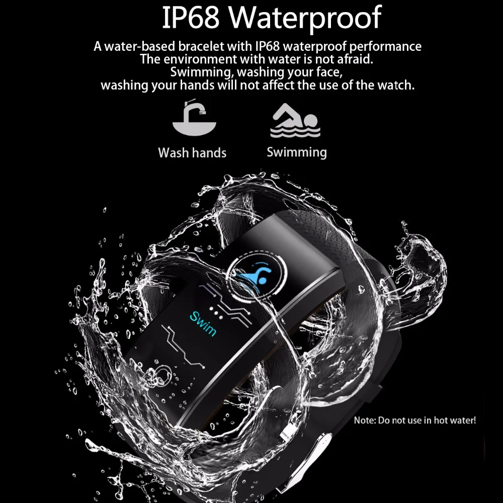 

Fitness Smart Bracelet Weather Heart Rate Monitor Blood Pressure Fitness Tracker Smart Band Sport Watch for IOS Android Swimming