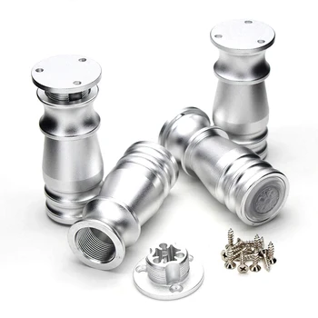 

Adjustable Heavy Duty Aluminum Furniture Legs Cabinet Table Chair Sofa Feet with Non-slip Transparent Rubber Base Silver 4" 4PCS