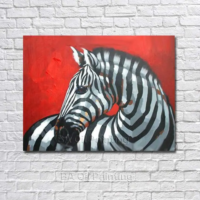 Free shipping Lovely Zebra Handpainted Modern Home Decoration Oil