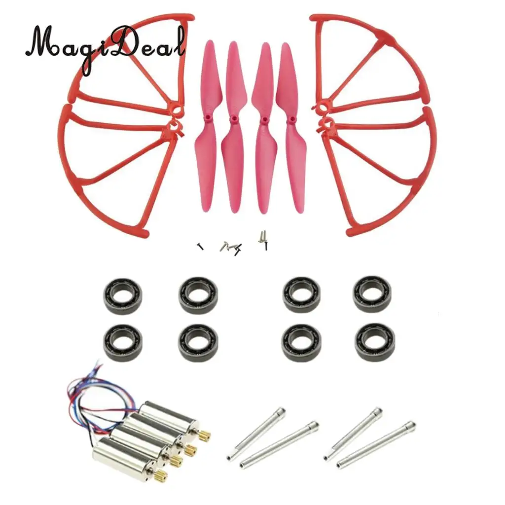MagiDeal Motor+Propeller+Bumper+Bearing Shafts CW CCW Motor Set for Hubsan X4 H502S H502E H507A RC Drone Parts