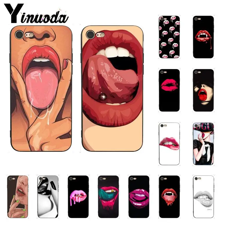 Yinuoda сексуальная леди красные губы горячая девушка рукоделие принт рисунок телефон чехол для iPhone 8 7 6 6S Plus X XS MAX 5 5S SE XR крышка