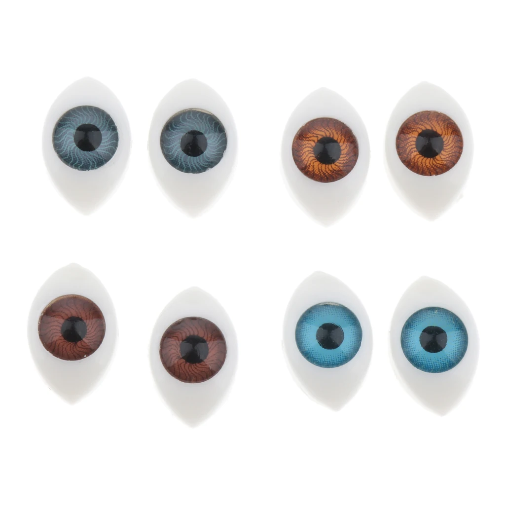 8 Pairs Plastic Oval Flat Back Eyes 5mm 6mm For Mask Bear Dolls DIY Puppets Dolls Craft