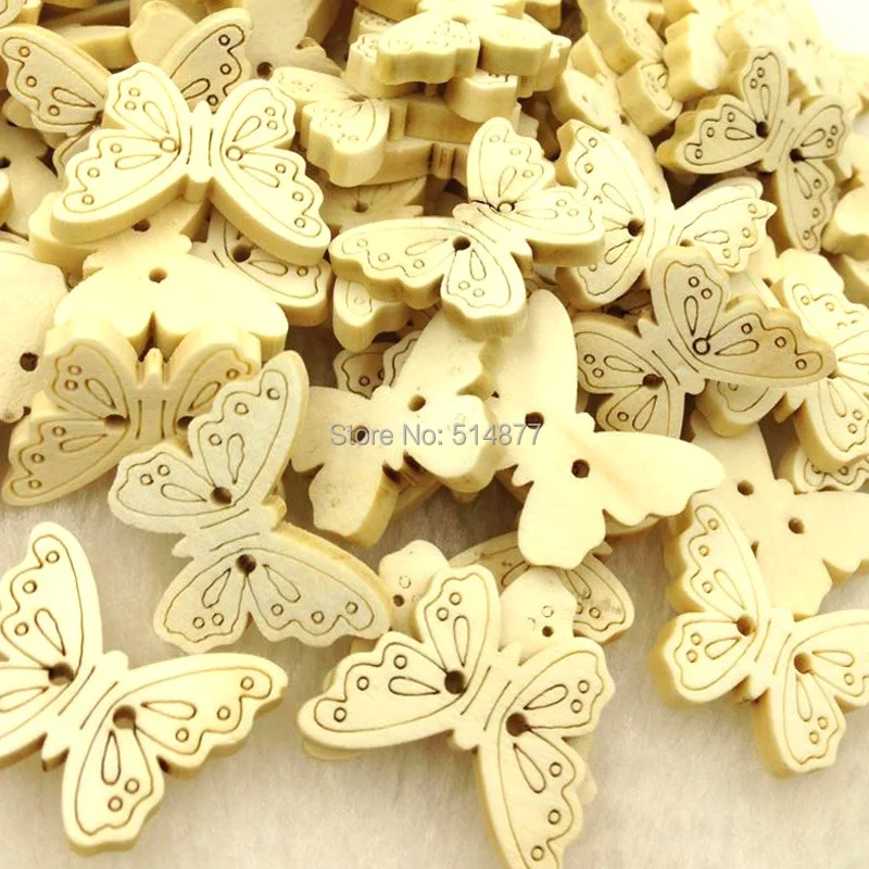

10/50/100pcs Wood buttons Cute cartoo Butterfly Baby Show Applique DIY Craft sewing WB251