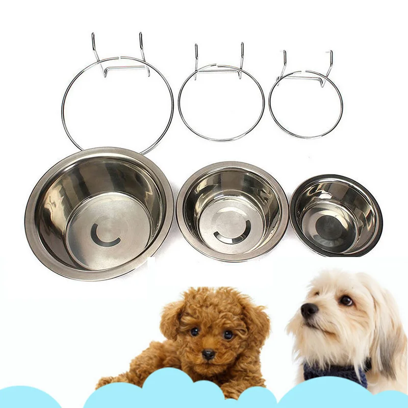 Миска для собак и кошек, подвесная миска для собак из нержавеющей стали, трехразмерная миска для собак
