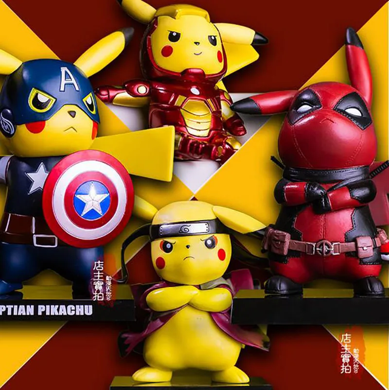 

Pikachu Cosplay Deadpool Captain America Iron Man Super Mario Batman Kakashi Dragon Ball Flash PVC Figure Model Toy