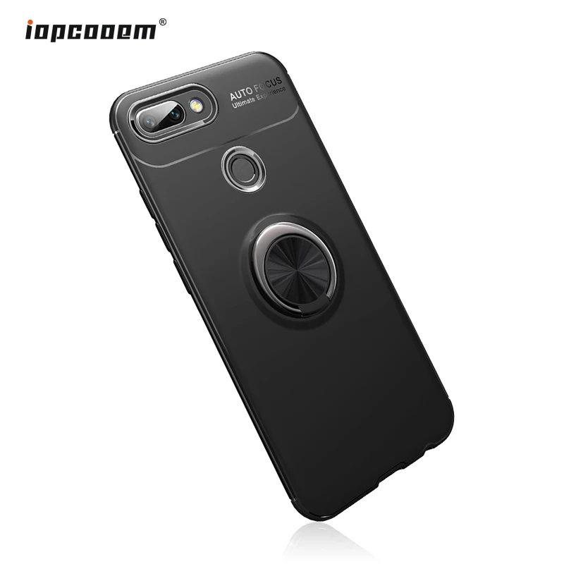 

For Huawei Honor 10 Lite Case Rotating Finger Ring Holder Matte Soft Silicone Back Cover For Huawei Honor 10 Lite Coque6.2"inch