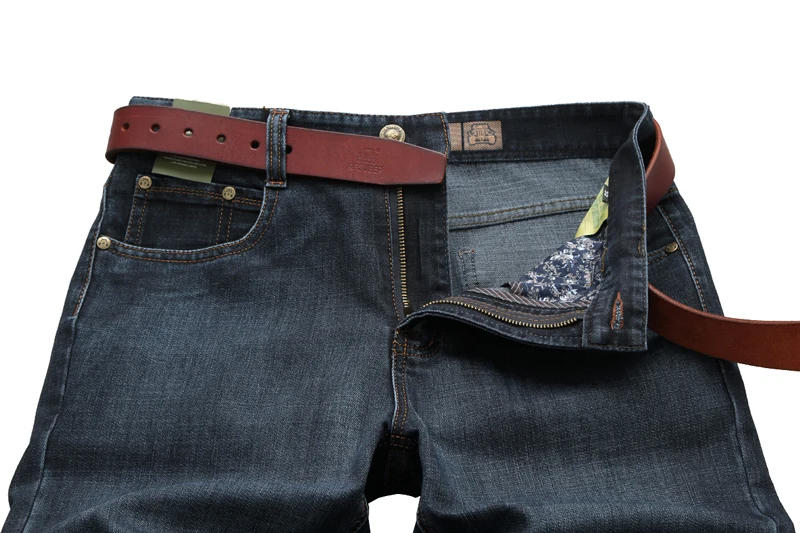 Бренд-Костюмы Для мужчин осень толстые джинсы хлопок Прямо Повседневное длинные джинсы брюки мода плюс Размеры 30-42 универсальные Новые