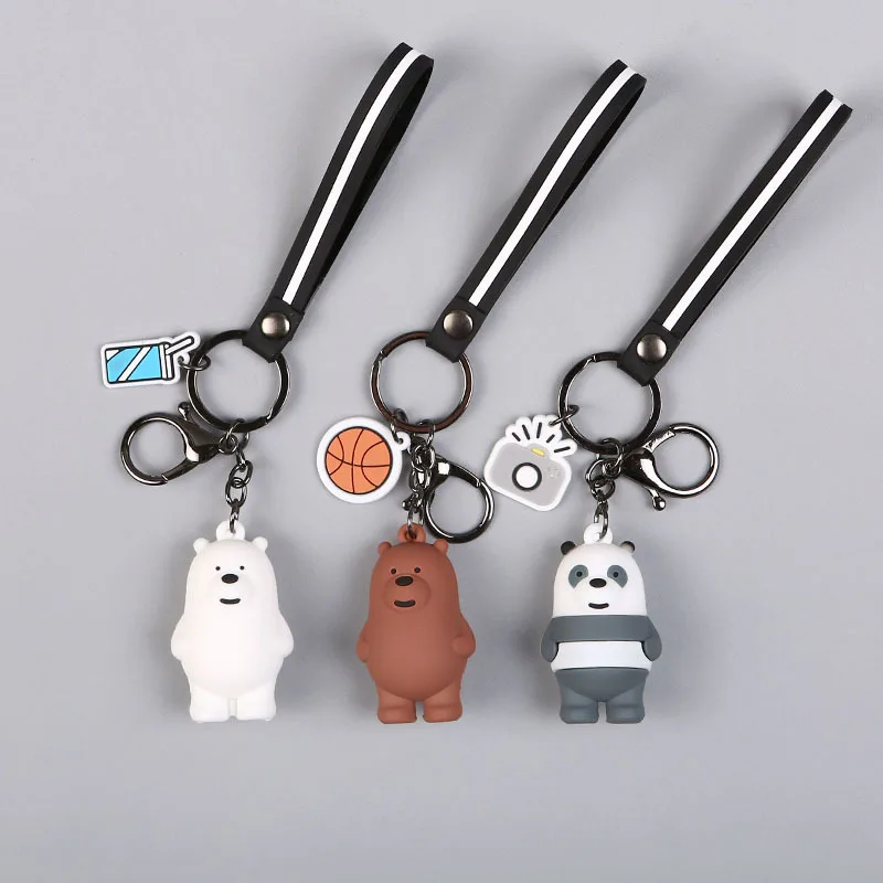 

2019 Cartoon Anime We Bare Bears Cute Three Animal Bears Doll Keychains Women Car Bag Pendant Belt Trinkets Key Chains Porte Cle